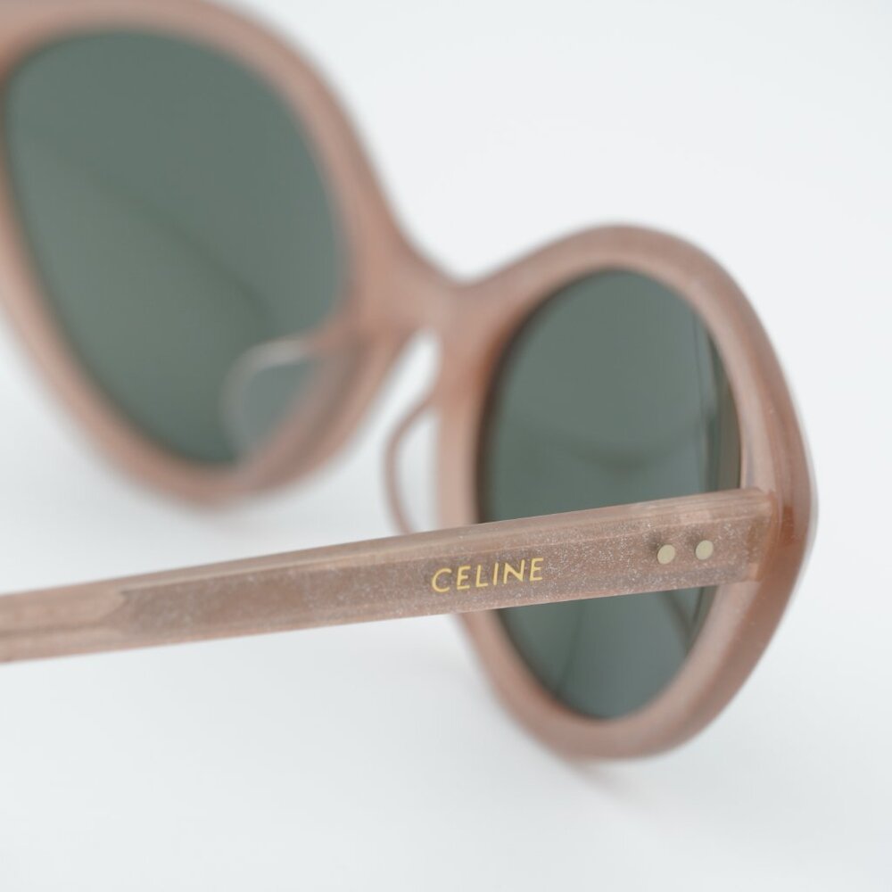 Celine CL40264U 74N Sunglasses Pink Glitter Cat Eye Frame, Green Lenses - Picture 5 of 10